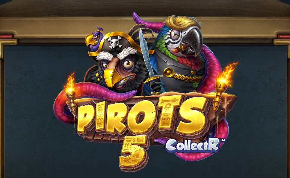 Bred bannerbild med Pirots 5-logotypen och de två piratfåglarna